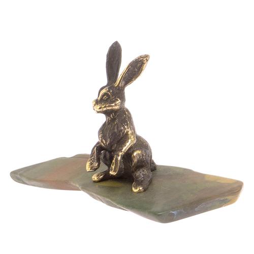 Сувенир из бронзы на подставке из яшмы &amp;quot;Зайчик&amp;quot; 116132