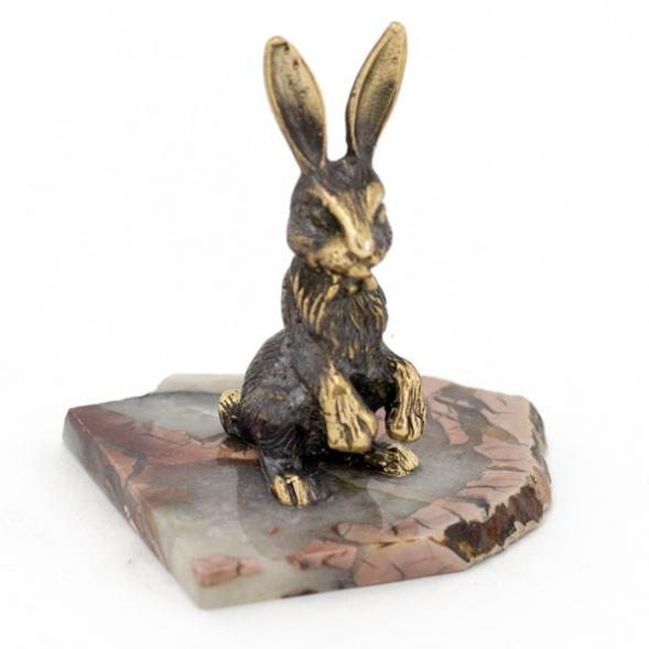 Сувенир из бронзы на подставке из яшмы &amp;quot;Зайчик&amp;quot; 116132