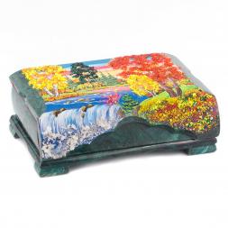 Шкатулка с расписной крышкой осень 23х13х8 см