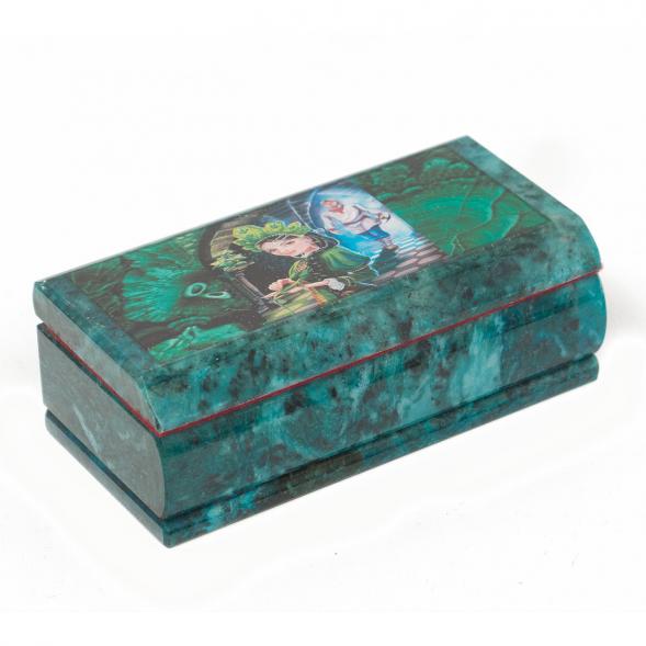 Шкатулка Хозяйка медной горы змеевик 14х7х5 см 117468