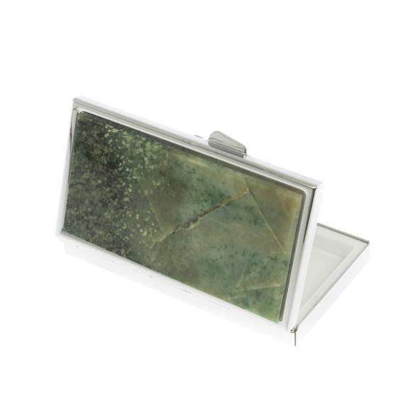 Таблетница на 3 отделения камень жадеит цвет серебро 129890