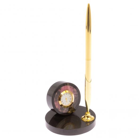 Часы настольные с ручкой камень родонит 125671