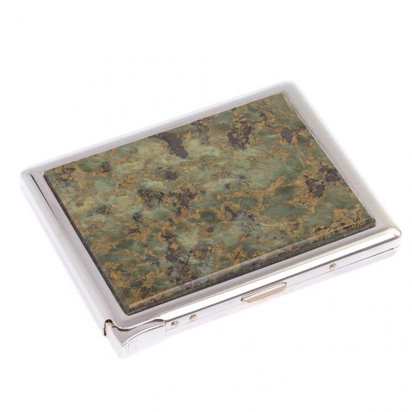 Портсигар 10 сигарет с зажигалкой камень офит 126190