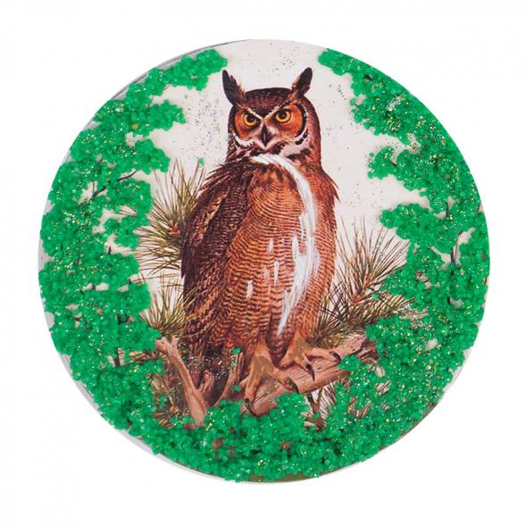 Магнит с рисунком &amp;quot;Филин на ветке&amp;quot; змеевик 117764