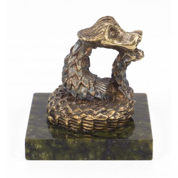 Статуэтка из бронзы на подставке из змеевика «Удав» 117935