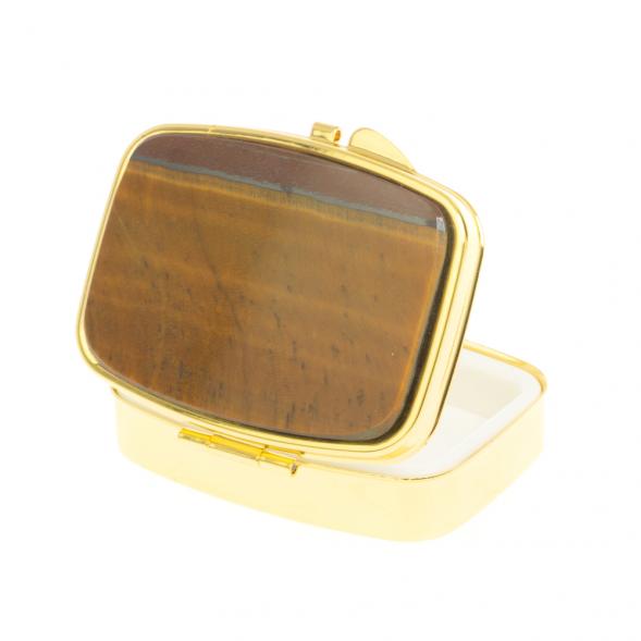 Таблетница на 2 отделения тигровый глаз цвет золото 127188