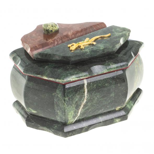 Шкатулка &amp;quot;Ракушка&amp;quot; камень змеевик 14х10х9 см 119163