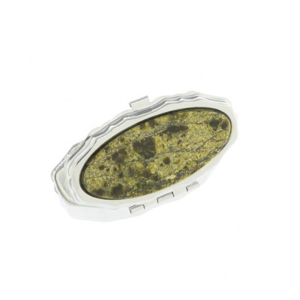 Таблетница эллипс на 2 отделения камень змеевик 6х3,5х2 см 128133