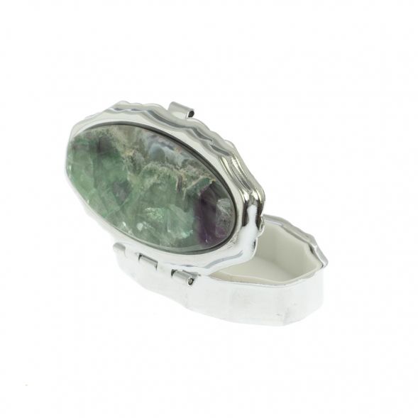 Таблетница эллипс на 2 отделения камень флюорит 129043