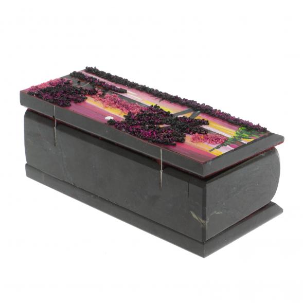 Шкатулка &amp;quot;Закат&amp;quot; из черного змеевика 14х7х5 см 129481