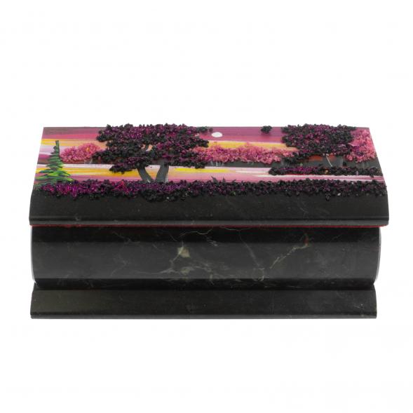 Шкатулка &amp;quot;Закат&amp;quot; из черного змеевика 14х7х5 см 129481