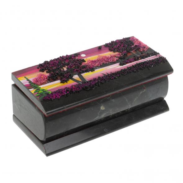 Шкатулка &amp;quot;Закат&amp;quot; из черного змеевика 14х7х5 см 129481