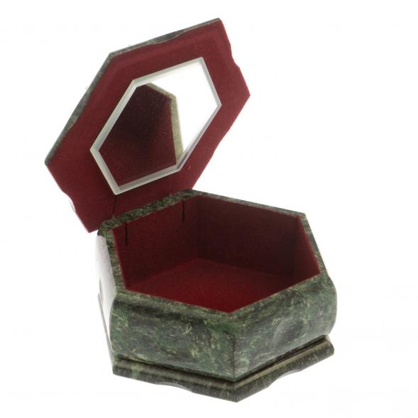 Шкатулка шестигранная с рисунком &amp;quot;Летний пейзаж&amp;quot; 14х12,5х7 см змеевик 125011