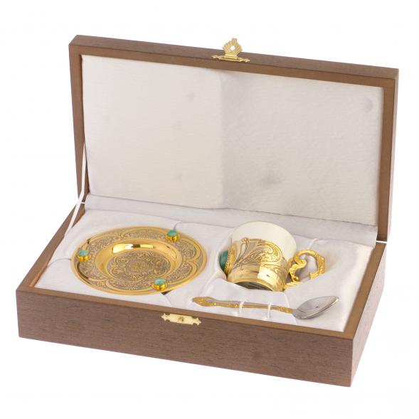 Кофейный набор &amp;quot;Агат&amp;quot; из зеленого агата 80 мл 126053