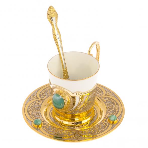 Кофейный набор &amp;quot;Агат&amp;quot; из зеленого агата 80 мл 126053