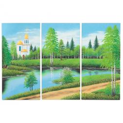 Картина модульная "Церковь у озера" 40х60 см
