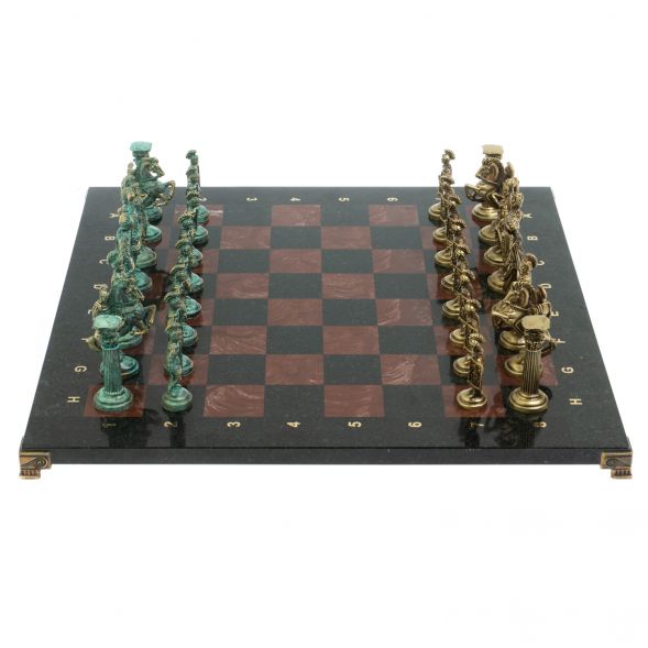 Шахматы &amp;quot;Римские войны&amp;quot; фигуры бронза / патина 44х44 см лемезит 128379