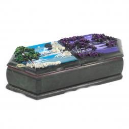 Шкатулка "Зимний пейзаж и рассвет" 29,5х12х8 см