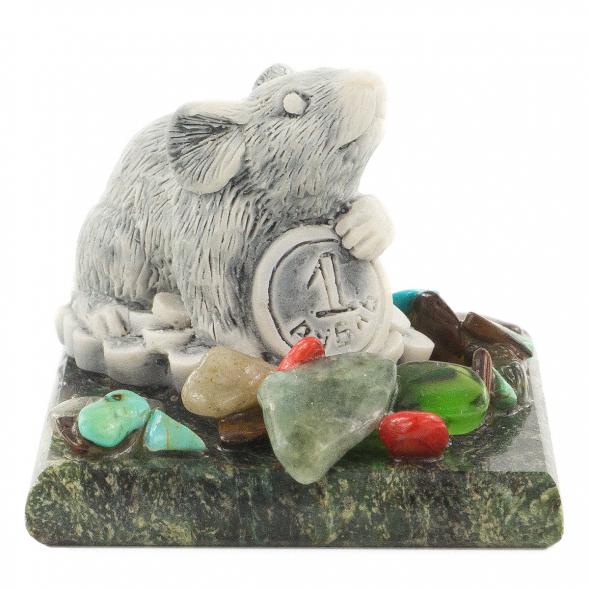 Сувенир &amp;quot;Крыса с рублем&amp;quot; из мрамолита 120263