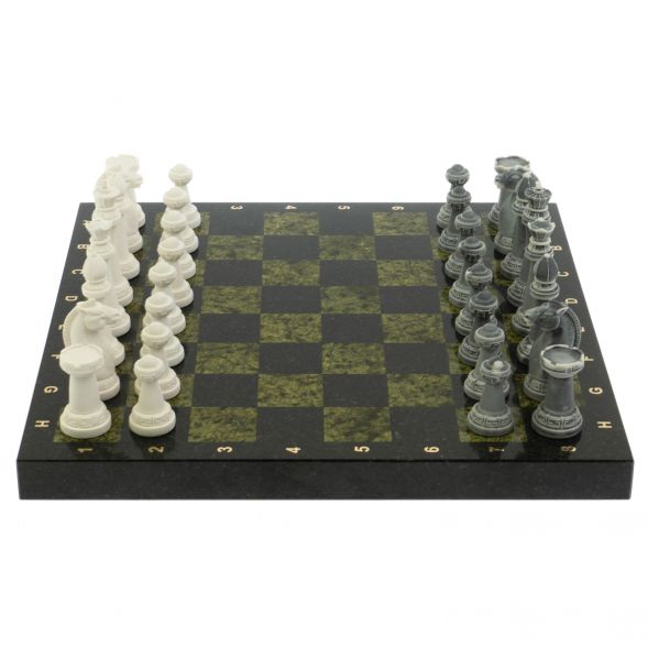 Шахматы &amp;quot;Стаунтон&amp;quot; из мрамолита доска 40х40 см змеевик 129352