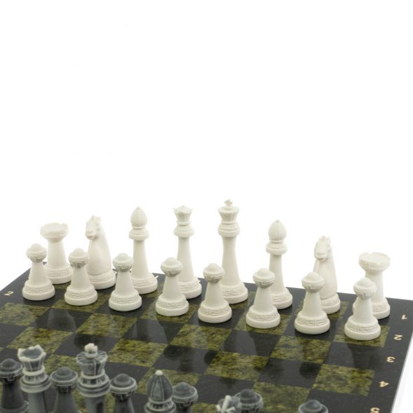 Шахматы &amp;quot;Стаунтон&amp;quot; из мрамолита доска 40х40 см змеевик 129352