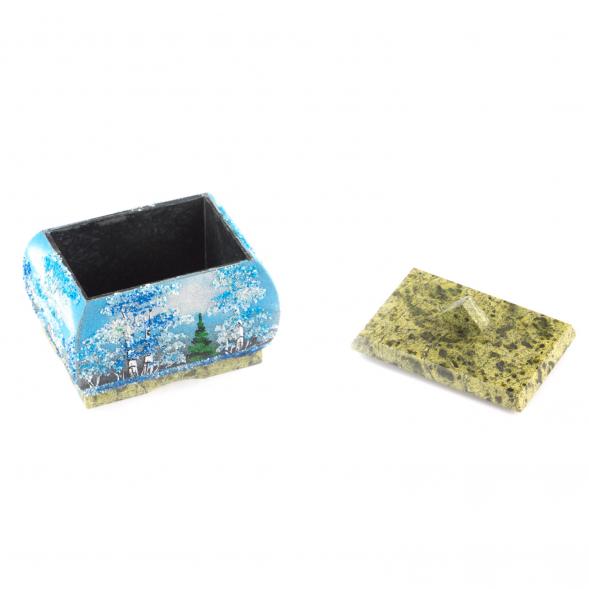 Шкатулка с рисунком &amp;quot;Зима&amp;quot; змеевик 10х7,5х9 см 121109