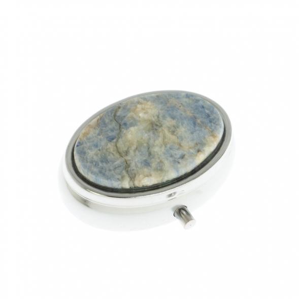 Таблетница овальная на 2 отделения камень кианит 5,5х4,5х 2 см 129623