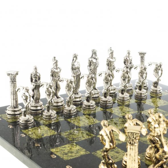 Шахматы &amp;quot;Олимпийские игры&amp;quot; доска 44х44 см змеевик фигуры металлические 122604