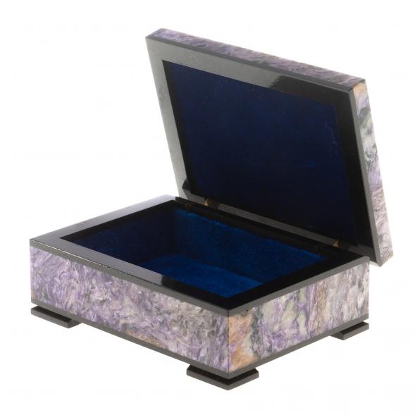 Шкатулка из чароита &amp;quot;Секрет&amp;quot; 10х7,5х4 см / шкатулка для ювелирных украшений / для хранения бижутерии / шкатулка из камня