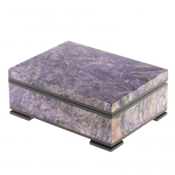 Шкатулка из чароита &amp;quot;Секрет&amp;quot; 10х7,5х4 см / шкатулка для ювелирных украшений / для хранения бижутерии / шкатулка из камня