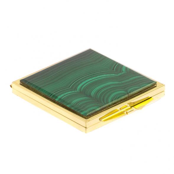 Зеркало квадратное карманное из малахита цвет золото 125523