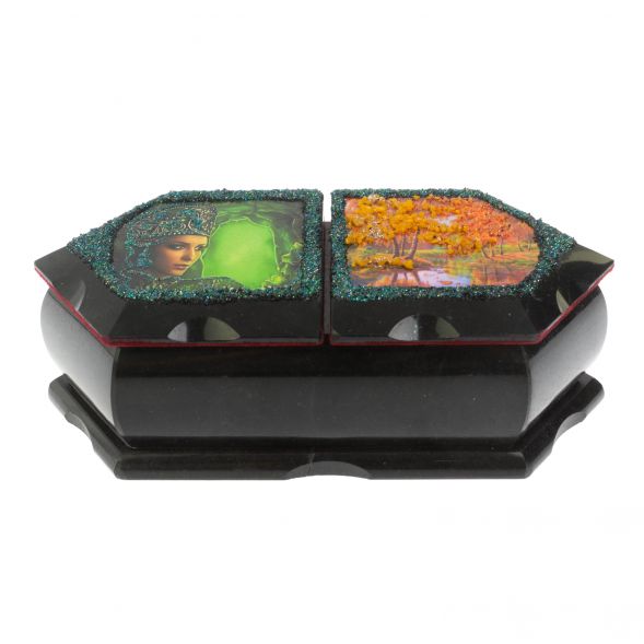Шкатулка с двумя отделениями &amp;quot;Хозяйка медной горы / Осенний пейзаж&amp;quot; 20х10х7,5 см 128898