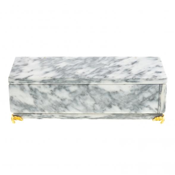 Шкатулка камень серый мрамор без зеркала 20,5х7,5х6,5 см 123164