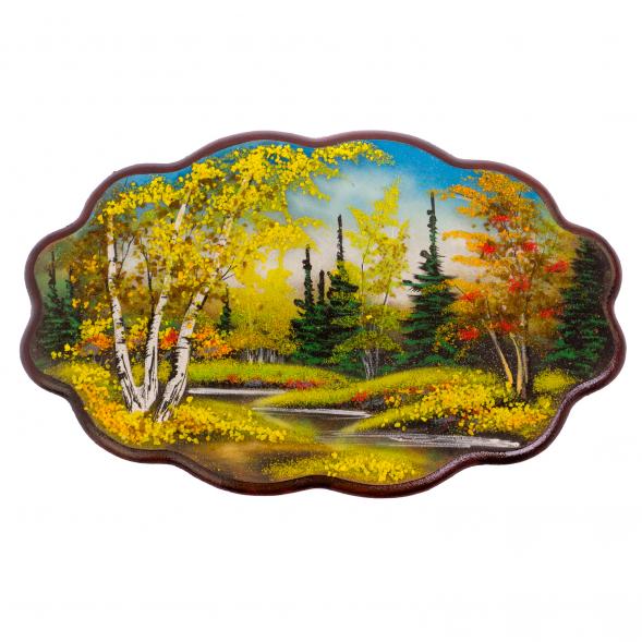 Панно горизонтальное с рисунком из камня &amp;quot;Осенний пейзаж&amp;quot; 45х29 см 119558