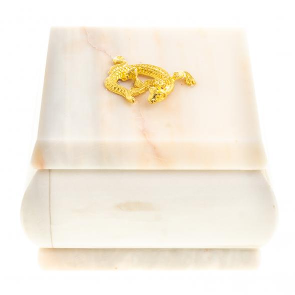 Шкатулка из мрамора газган с ящерицей 8,5х8,5х6 см 123706