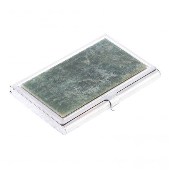 Карманная визитница из камня зеленый апатит 124619