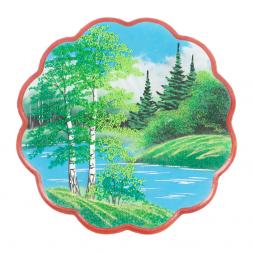 Панно с рисунком из камня "Летний пейзаж" круглое 36x36 см