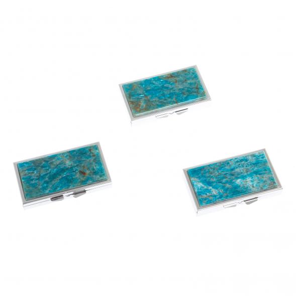 Таблетница на 7 отделений камень голубой апатит серебристая 126727