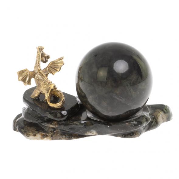 Шар 4,5 см на подставке &amp;quot;Дракон&amp;quot; из лабродарита 126879
