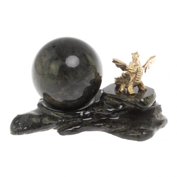 Шар 4,5 см на подставке &amp;quot;Дракон&amp;quot; из лабродарита 126879