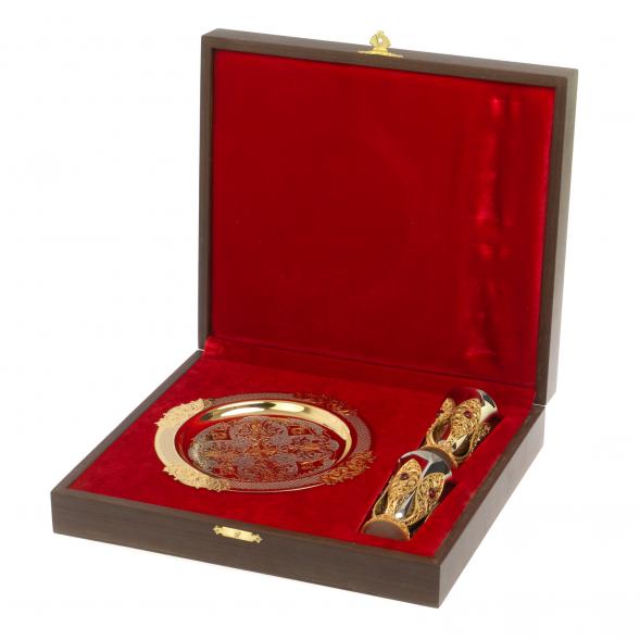 Водочный набор &amp;quot;Царский&amp;quot; 2 рюмки на подносе 80 мл Златоуст 127035