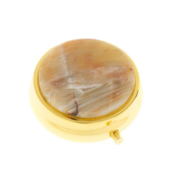 Таблетница на 3 отсека камень шайтанский переливт цвет золото 128055