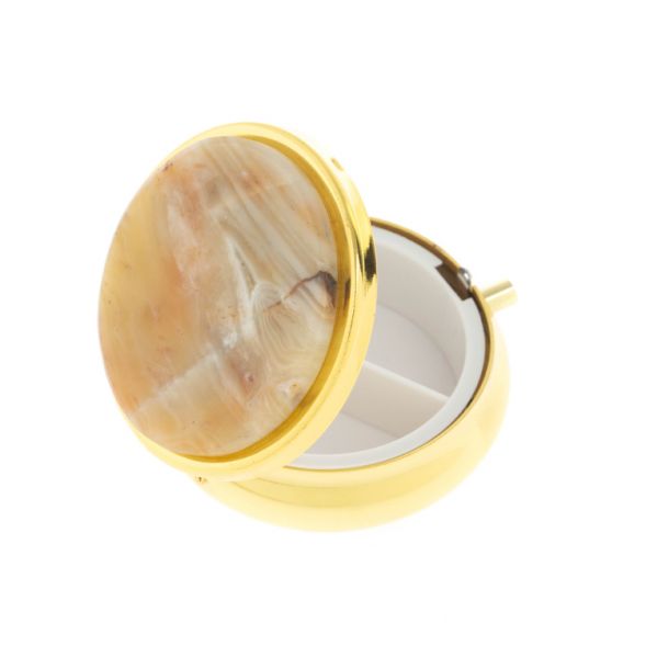 Таблетница на 3 отсека камень шайтанский переливт цвет золото 128055