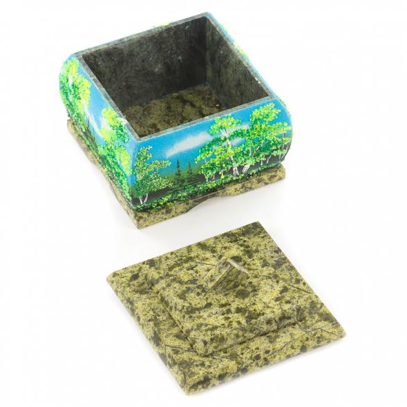 Шкатулка &amp;quot;Лето&amp;quot; змеевик 10х10х9 см 119904