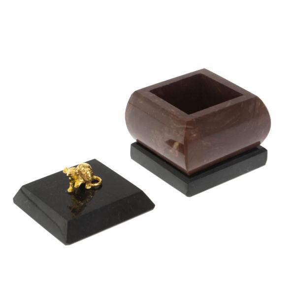 Шкатулка &amp;quot;Мышка&amp;quot; из камня лемезит 4,5х4,5х6 см 128748