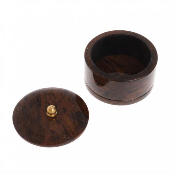 Шкатулка круглая из обсидиана 7,5х7,5х5,5 см 130000